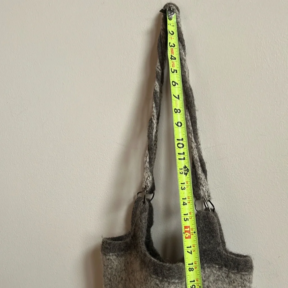 Artisan felted woolen tote with braided straps, one of a kind NWOT